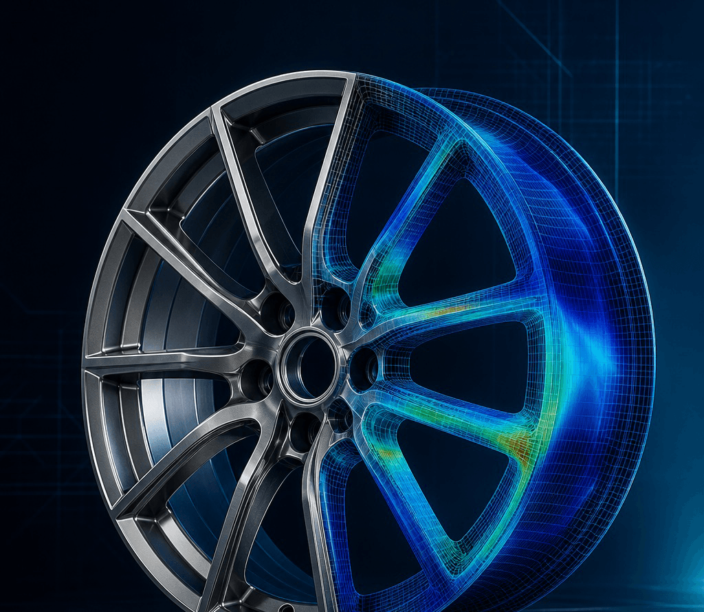 Custom forged wheel with finite-element stress field